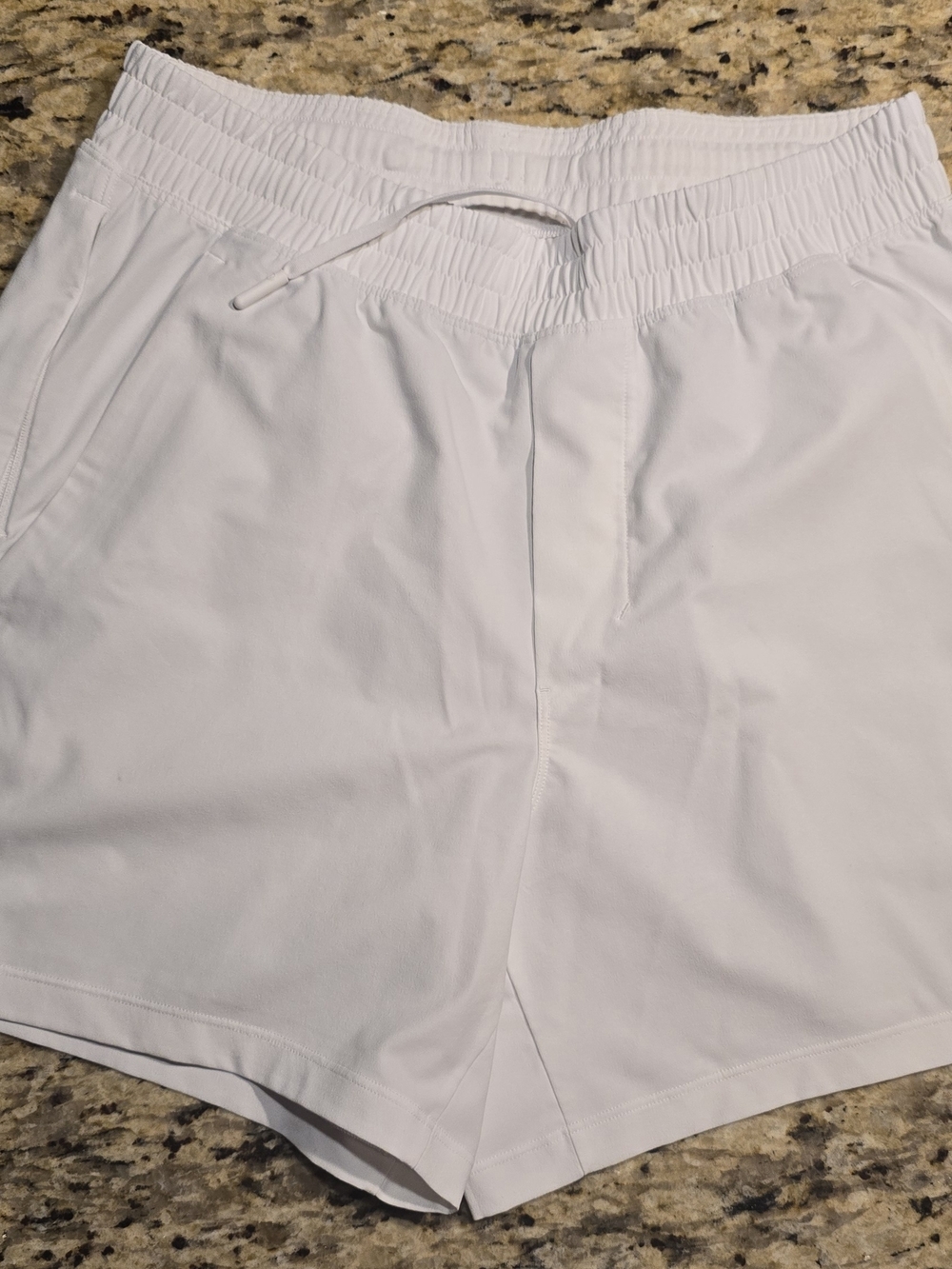 Men's White Lululemon Elastic Waist Athletic Shorts